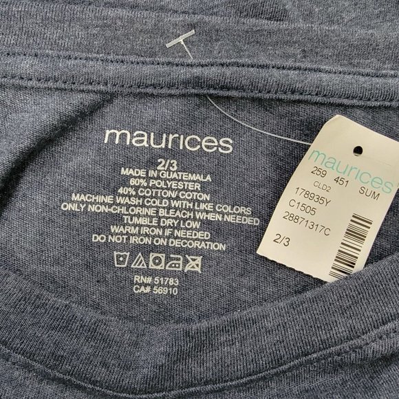 Maurices USA Graphic‎ Tee Plus Size 2X 3X Soft Comfortable Short Sleeve Blue NWT - Picture 5 of 5